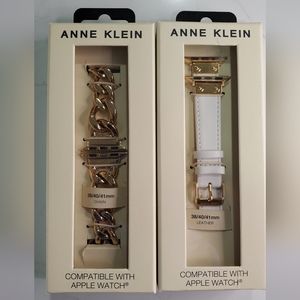 Anne Klein WK/30083840 Bryant Collection 38-41mm Gold/White Apple Watch Band Set
